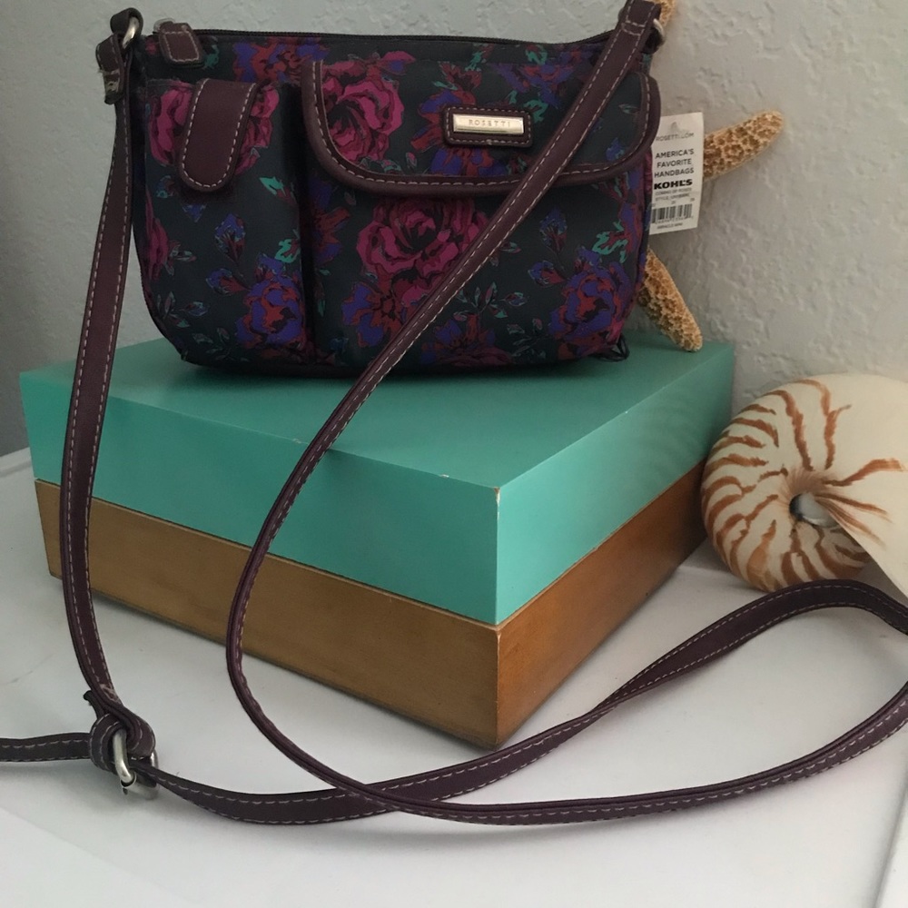 Purple floral handbag